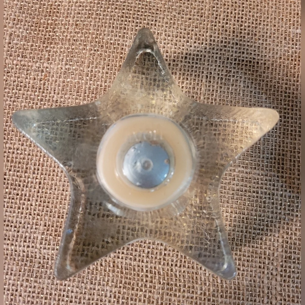 2 Vintage Avon Starbright Star Shape Glass Candle Holder Floral Scent In Box NOS